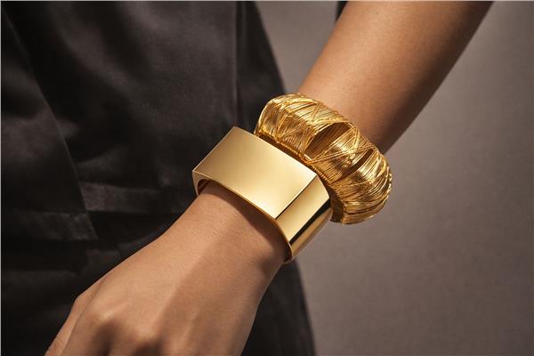 Adelaida02 Kalın Çelik Gold Renkli İkili Bileklik